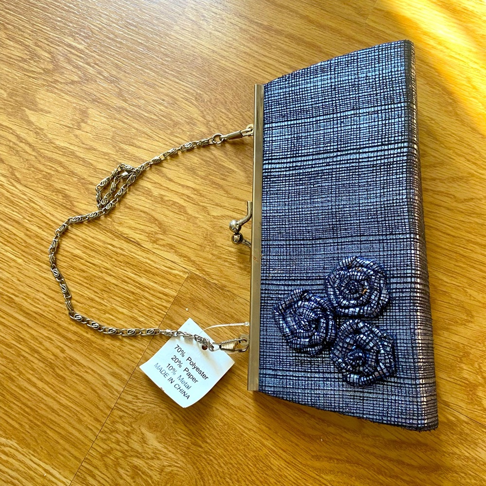 Metallic blue clutch